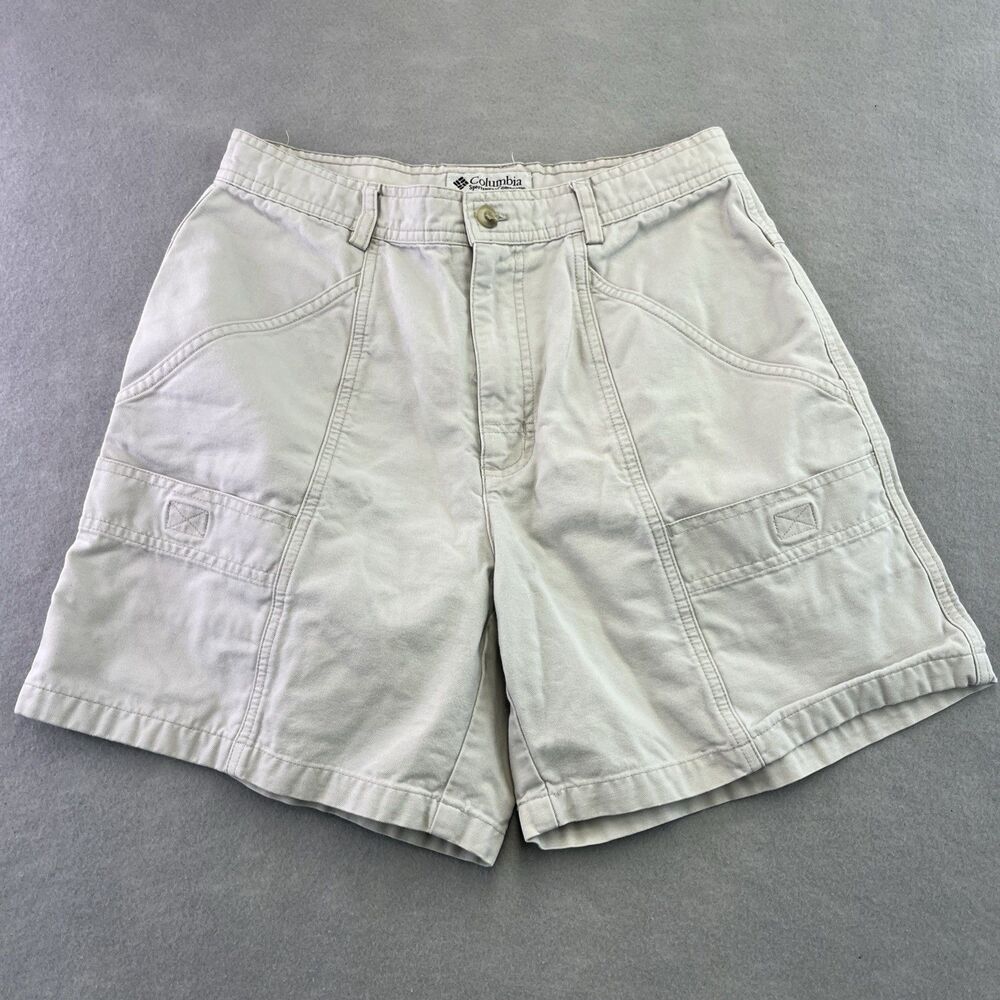 Columbia Womens Cargo Shorts 10 Ivory Ripstop Hiking Outdoor Utility Gorpcore